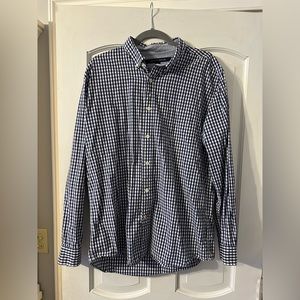 Tommy Hilfiger Men’s Large Classic Fit Blue/White Plaid Button Down Dress Shirt